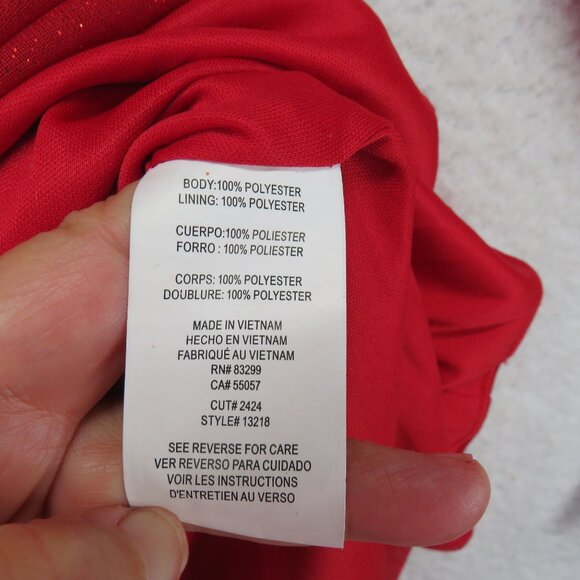 Jump Apparel Dress Size XL Red Long Sleeve Ruched Glitter Mini Knotched Neck New - Picture 7 of 11